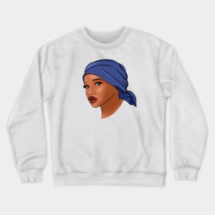 African American woman with a headscarf, fashion portrait Crewneck Sweatshirt